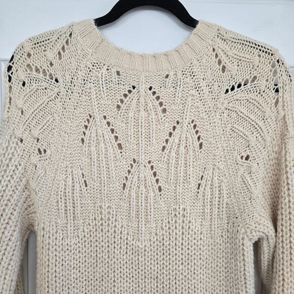 Women's Cream Knit Sweater Dress M Chucky Cozy Soft Minimalist Winter Layering - Picture 5 of 11